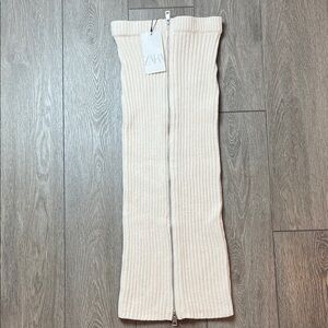 Zara Beige creme Ribbed Knit Skirt with Zipper nwt women size small